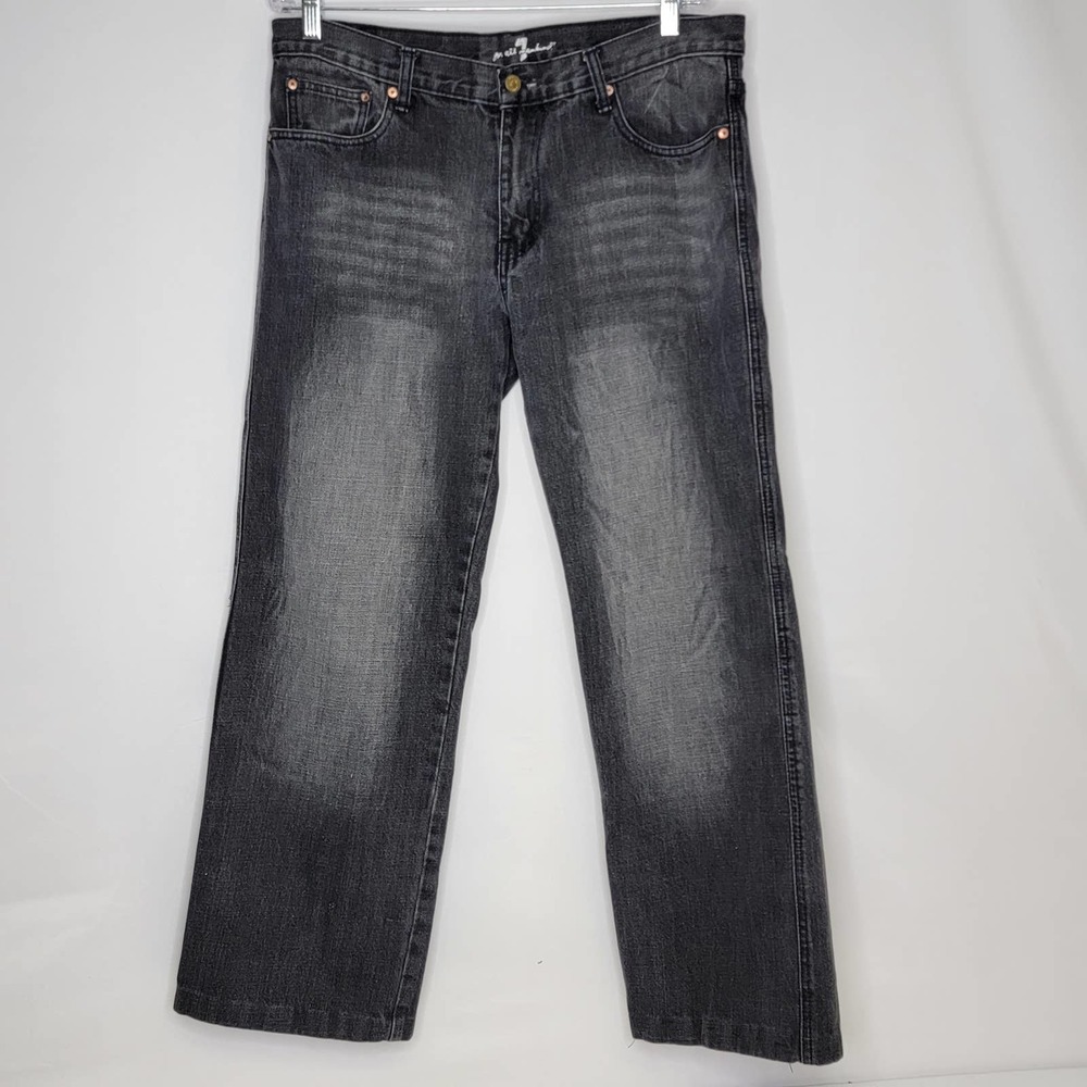 VTG Seven 7 For All Mankind Womens Kate Wide Leg Faded Jeans Size 36x30 USA Made